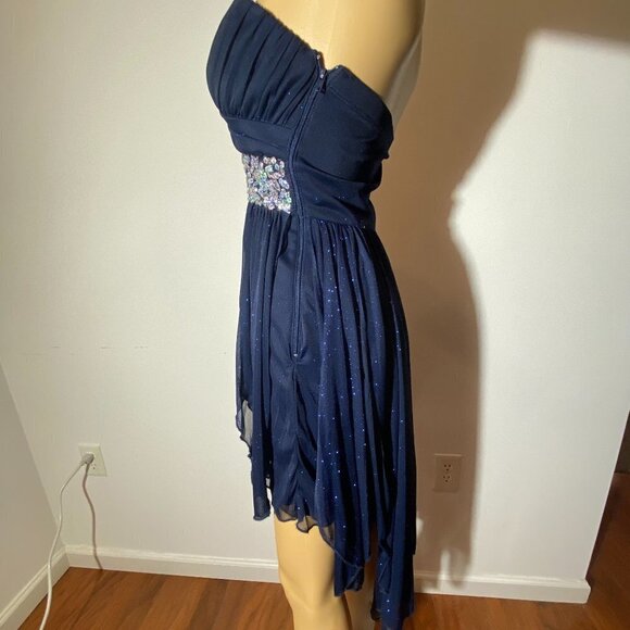 Sequin Hearts Navy Prom Dress Size 5 - Picture 3 of 9